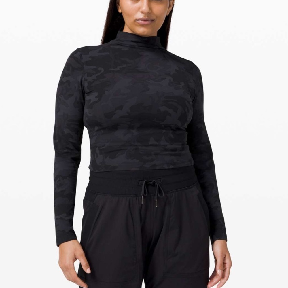Lululemon All Aligned Mock Neck Long Sleeve Incognito Camo Multi Grey Size 8